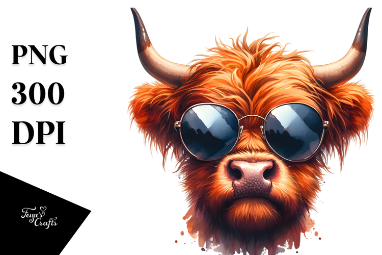 Funny Highland Cow Watercolor