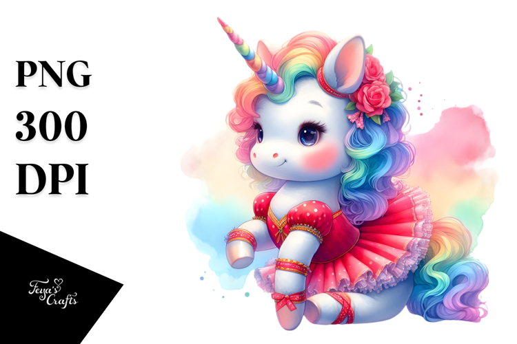 Colorful Unicorn in Redowa Dancers Outfit PNG
