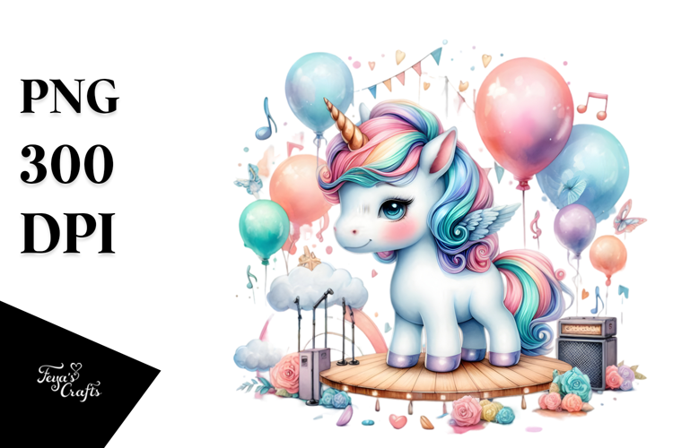 Colorful Unicorn with Stage PNG