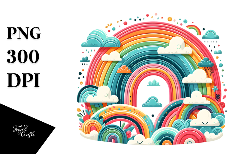 Colorful Whimsical Rainbow Watercolor Clipart Title