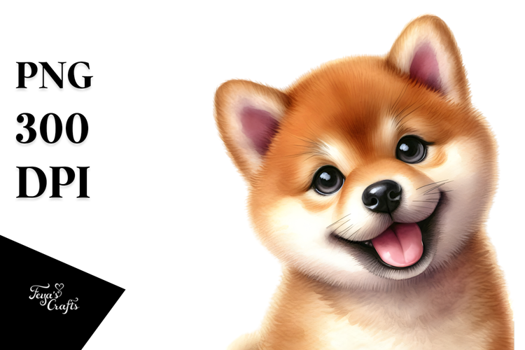 Baby Shiba Inu Watercolor PNG
