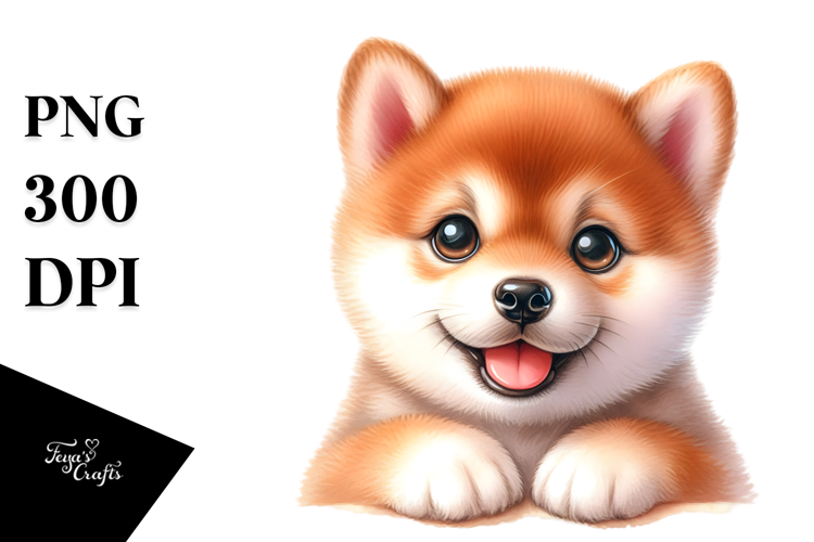Baby Shiba Inu Watercolor PNG