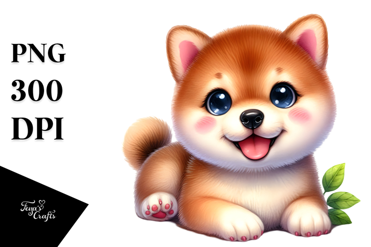 Baby Shiba Inu Watercolor PNG