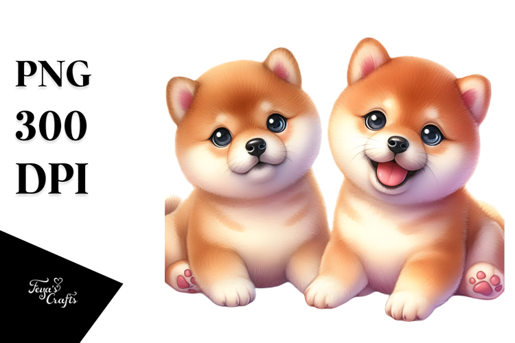 Baby Shiba Inu Watercolor PNG