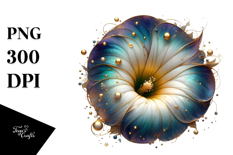 Abstract Morning Glory, Watercolor PNG