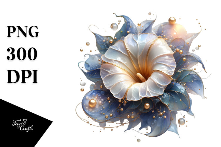 Abstract -Like Morning Glory with Golden Insertions PNG example image 1