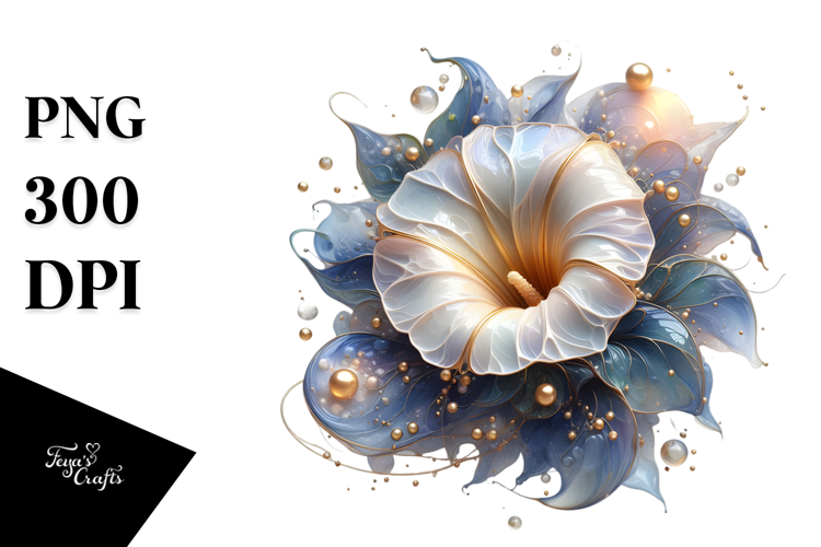 Abstract -Like Morning Glory with Golden Insertions PNG