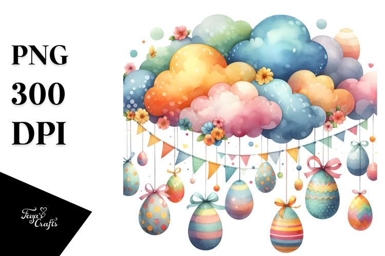 Cloud with Easter Eggs, PNG