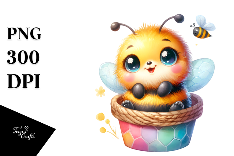 Colorful Baby Bee Watercolor Clipart Title
