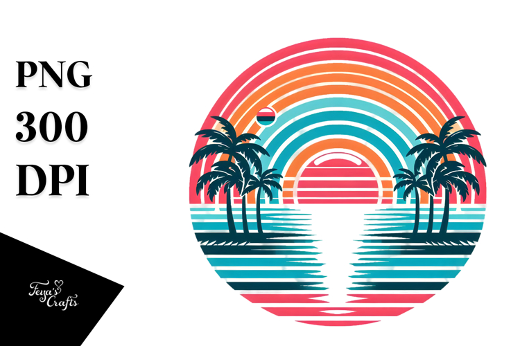 Retro Tropical Rainbow Sunset, 20 oz Tumbler