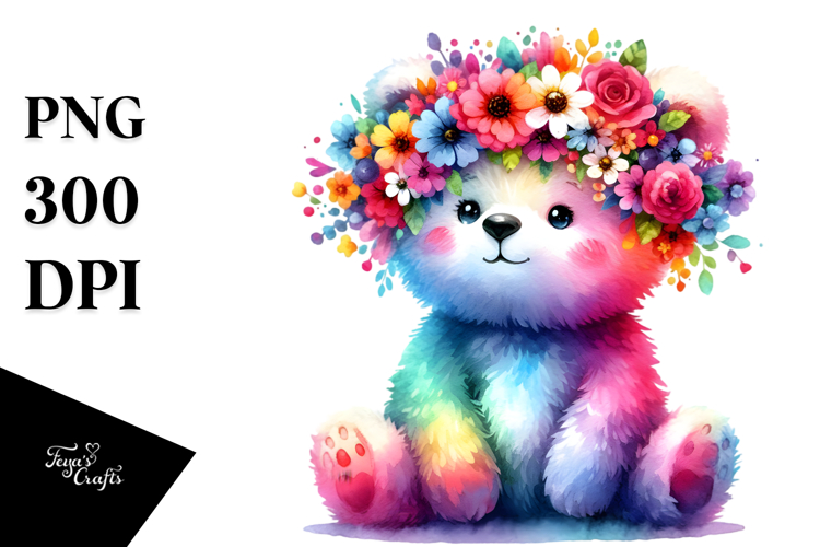 Vibrant Bear with Flower Crown