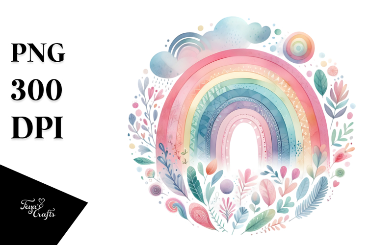 Colorful Whimsical Rainbow Watercolor Clipart Title