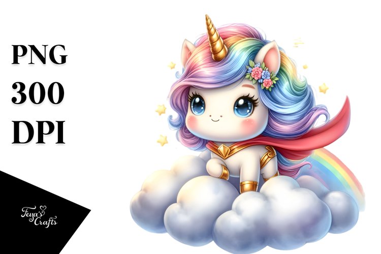 Cute Baby Unicorn Posing as Hero | Clipart