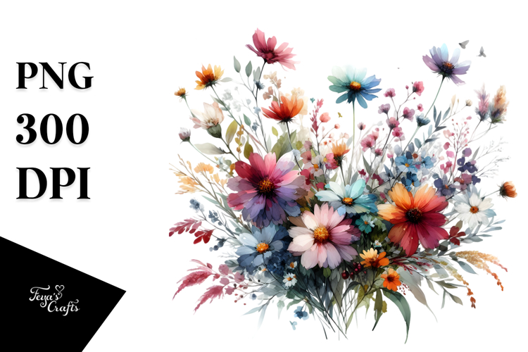 Colorful Wild Flowers PNG