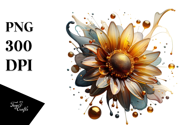 Glossy Sunflower in Material, PNG