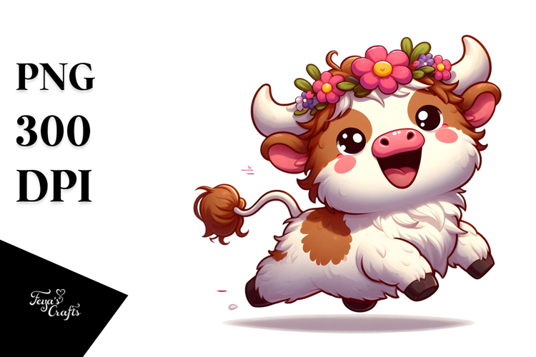 Joyful Highland Cow, Vector Art, Transparent PNG