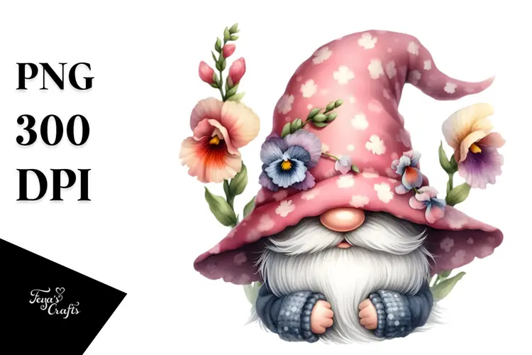 Cute Floral GNOME with Snapdragon PNG