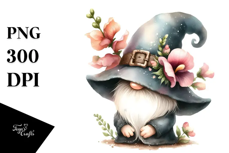 Cute Floral GNOME with Snapdragon PNG