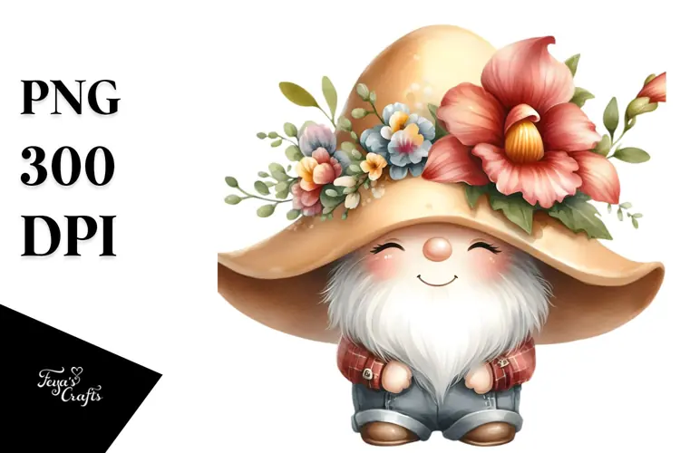 Cute Floral GNOME with Snapdragon PNG