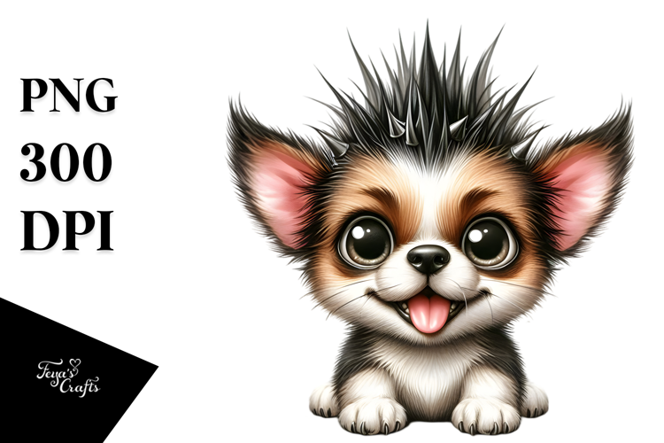 Adorable Puppy with Punk Look, PNG