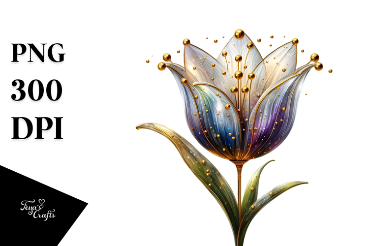 Elegant Tulip with Metallic Accents, PNG