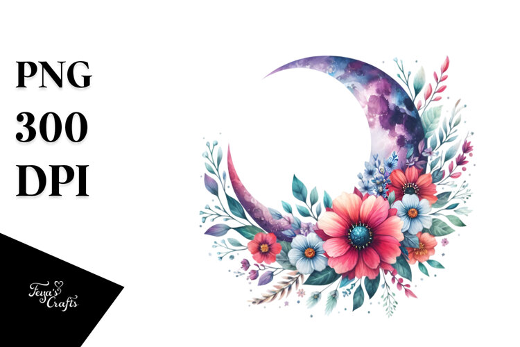 Boho Moon with Flowers example image 1