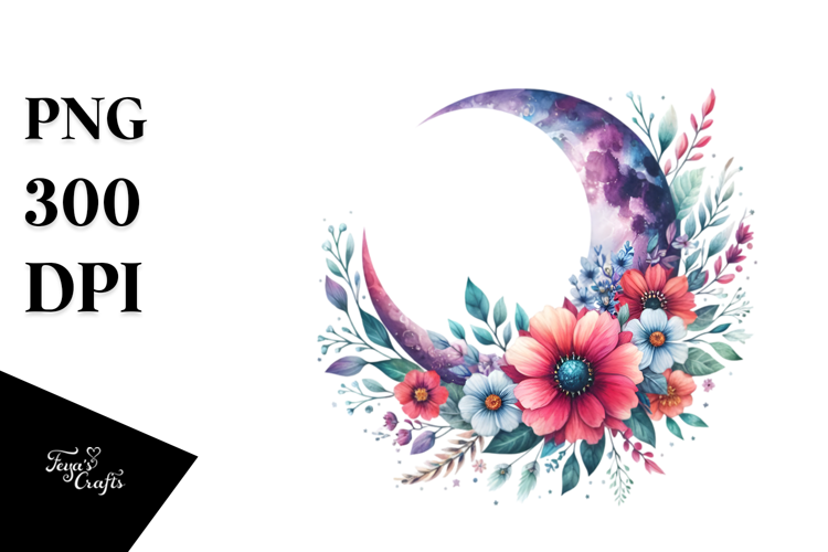 Boho Moon with Flowers