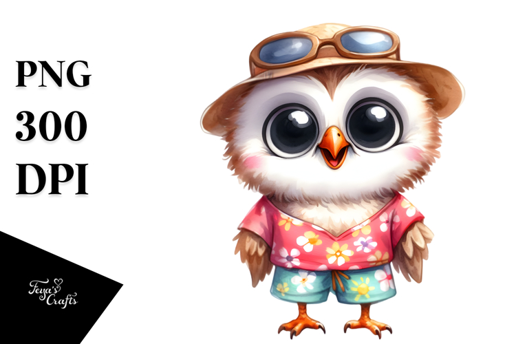 Child Owl Standing | Watercolor Clipart