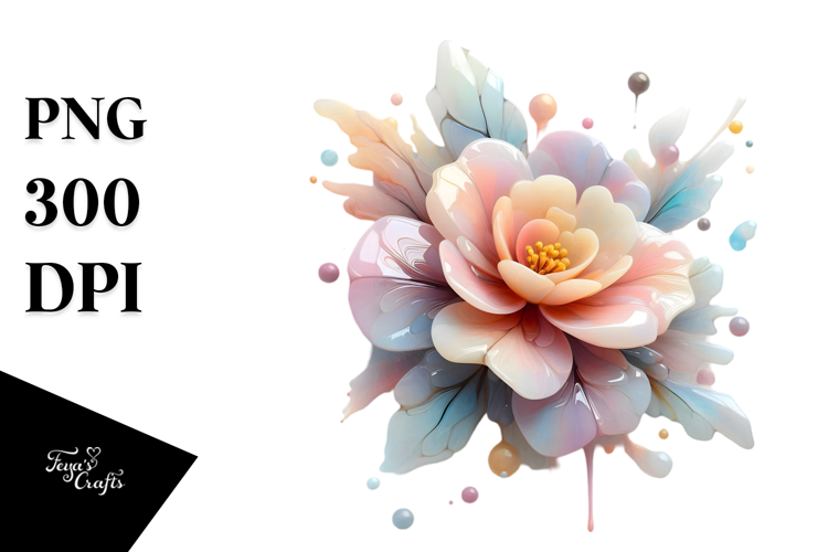 Abstract Pastel Glossy Camellia, PNG