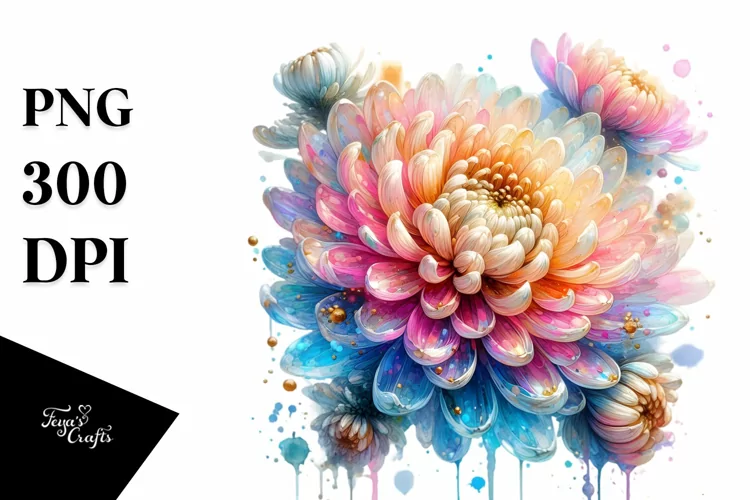 Vibrant Pastel Glossy Chrysanthemum