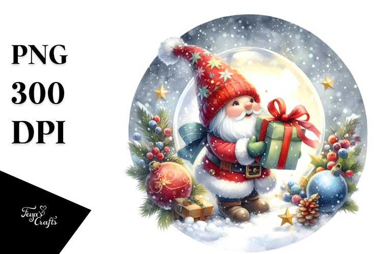 Christmas Gnome with Gift, Transparent PNG