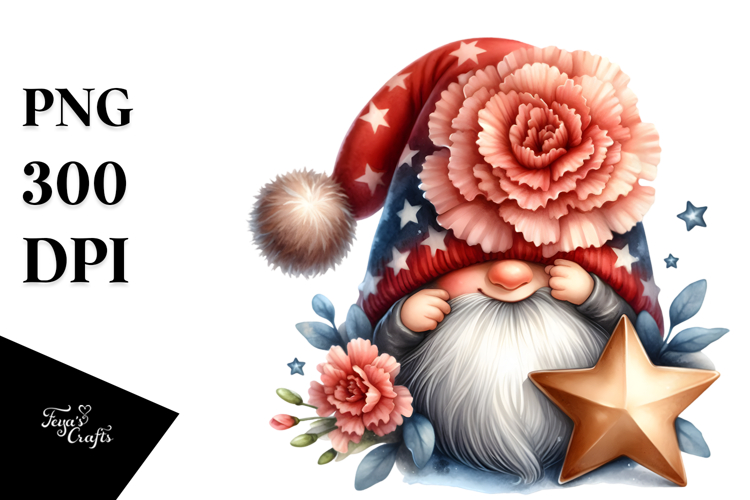 Cute GNOME with Carnation PNG