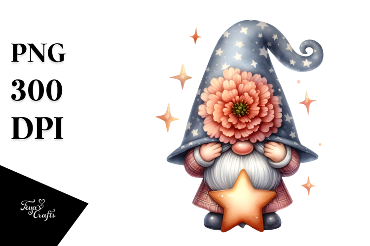 Cute GNOME with Carnation PNG