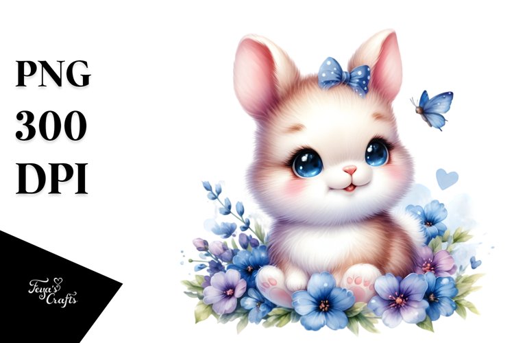 Colorful Baby Bunny Watercolor Clipart