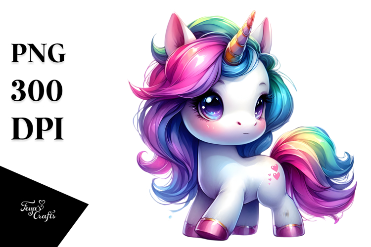 Cute Unicorn in the Style of PNG