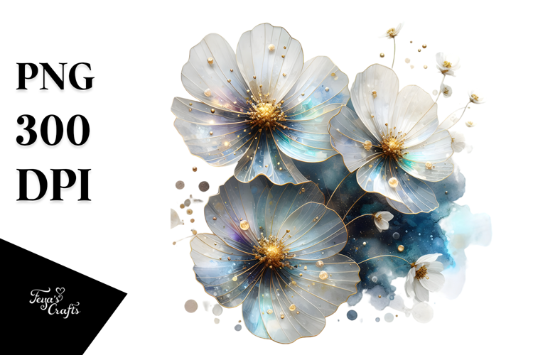 Chic Cosmos with Metallic Accents, PNG