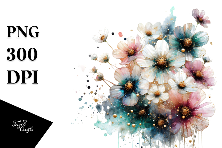 Chic Cosmos with Metallic Accents, PNG example image 1