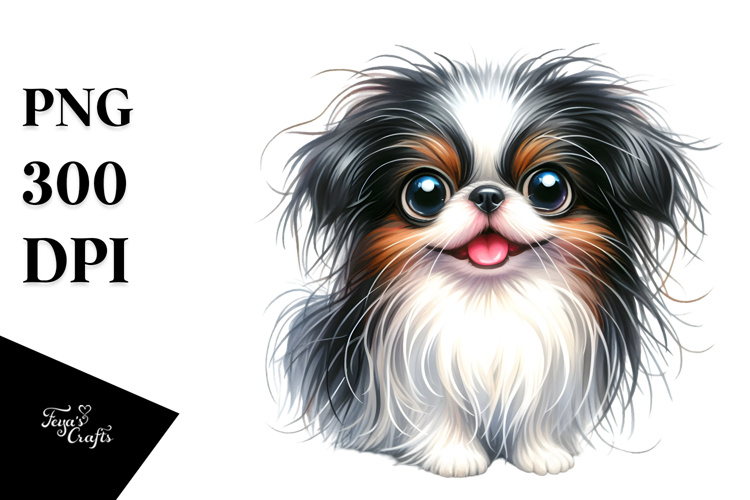 Happy Japanese Chin, PNG