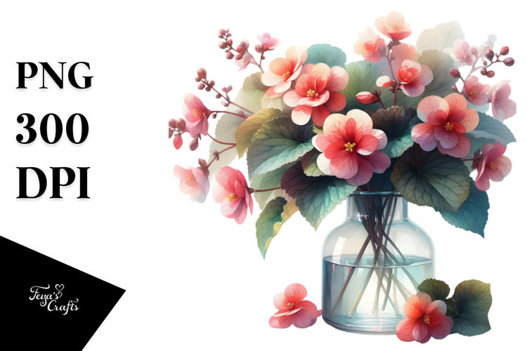 Watercolor Bottle Begonia | Clipart