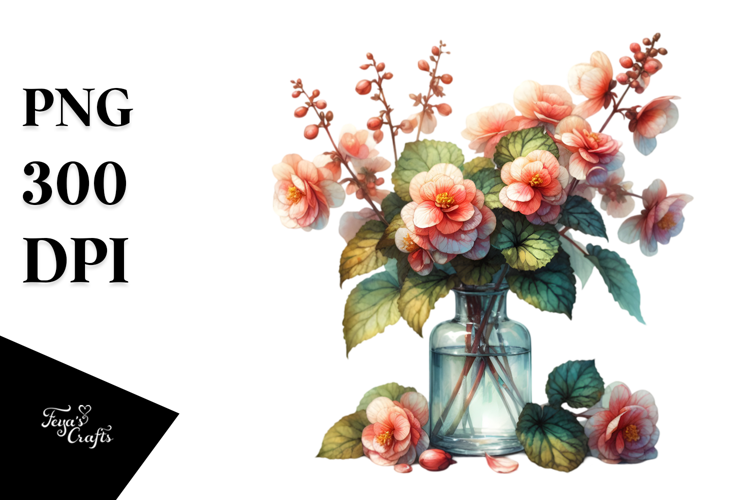 Watercolor Bottle Begonia | Clipart