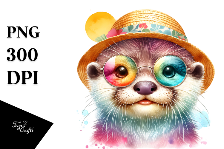Colorful Layered Baby Otter | Sublimation | Clipart