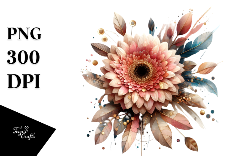 Gerbera with Golden Insertions PNG