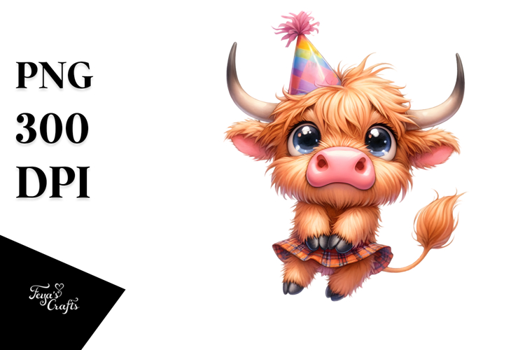 Highland Cow Party PNG