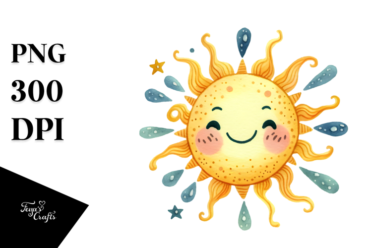 Simple Smiling Whimsical Sun PNG example image 1