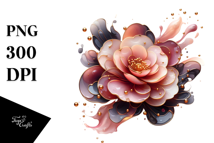 Abstract Golden Camellia PNG