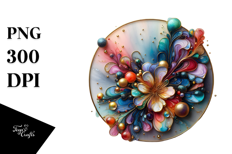 Glossy Cosmos with Gold Details, Transparent PNG