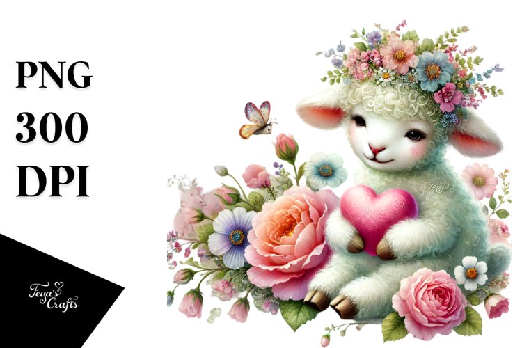 Lamb on Flower PNG