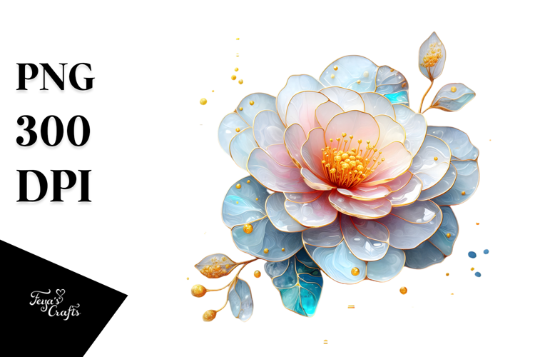 Camellia with Golden Insertions PNG