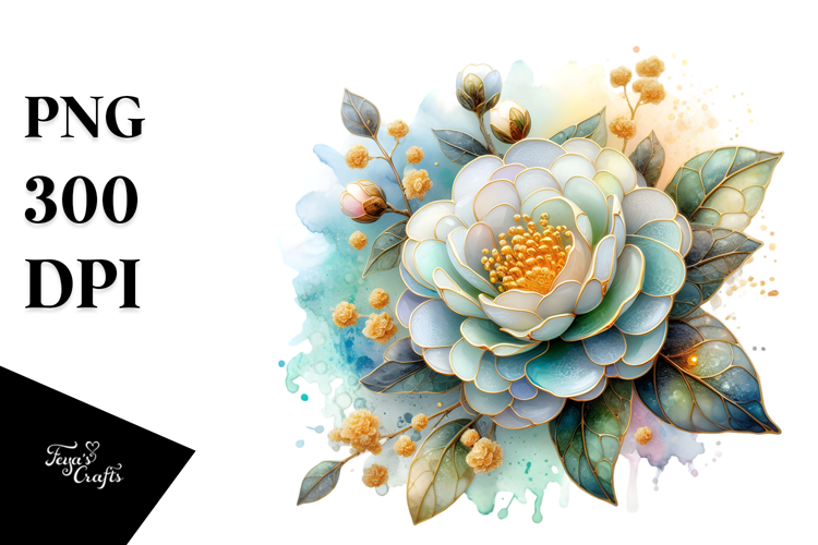 Camellia with Golden Insertions PNG
