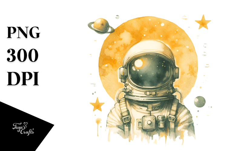 Watercolor Vintage Astronaut Girl Sticker